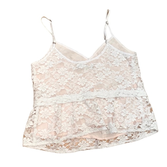 Abercrombie & Fitch White Lace Tank Top w light Pink detailing Sz S Cami Top - Picture 4 of 10